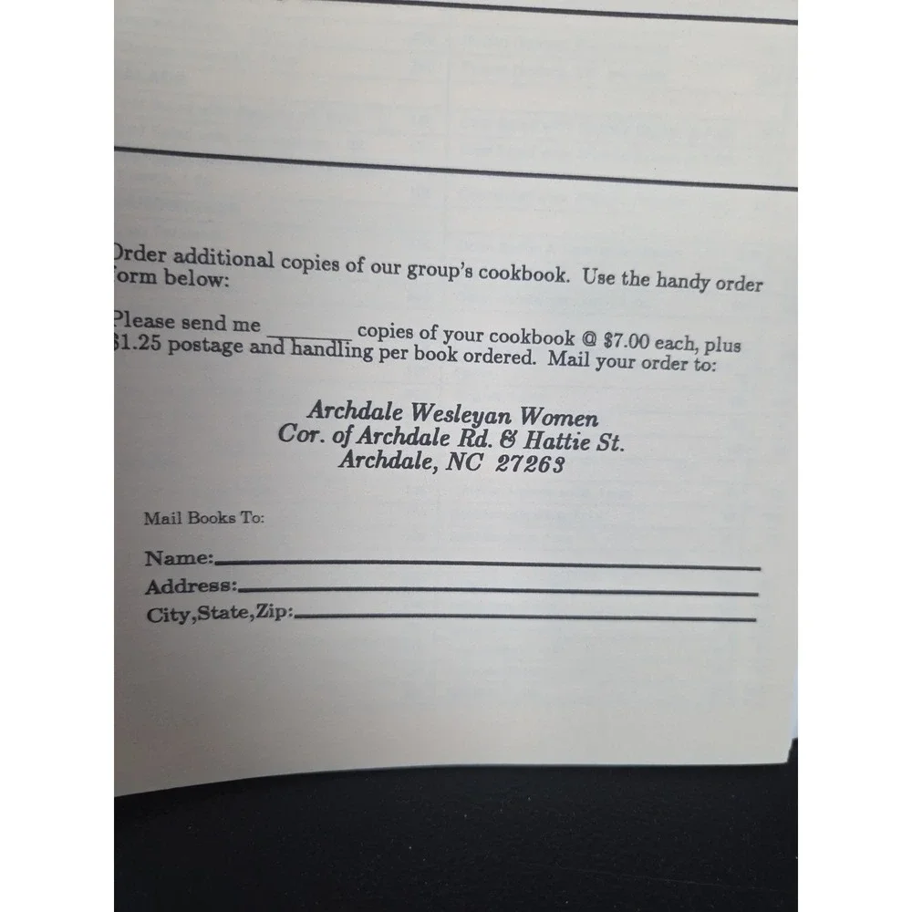 Archdale Wesleyan Church Cookbook Archdale, North Carolina 1994‎ Vintage